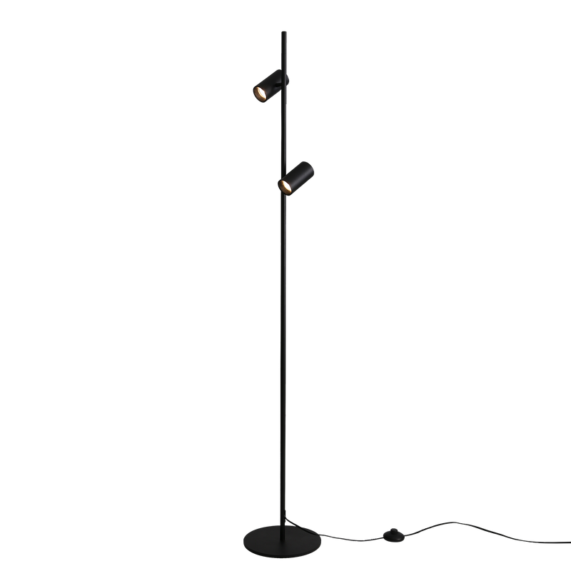 ACB Gina Lámpara de pie 3874 Negro Texturado, LED GU10 2x8W, CL.II, Orientable H3874080N