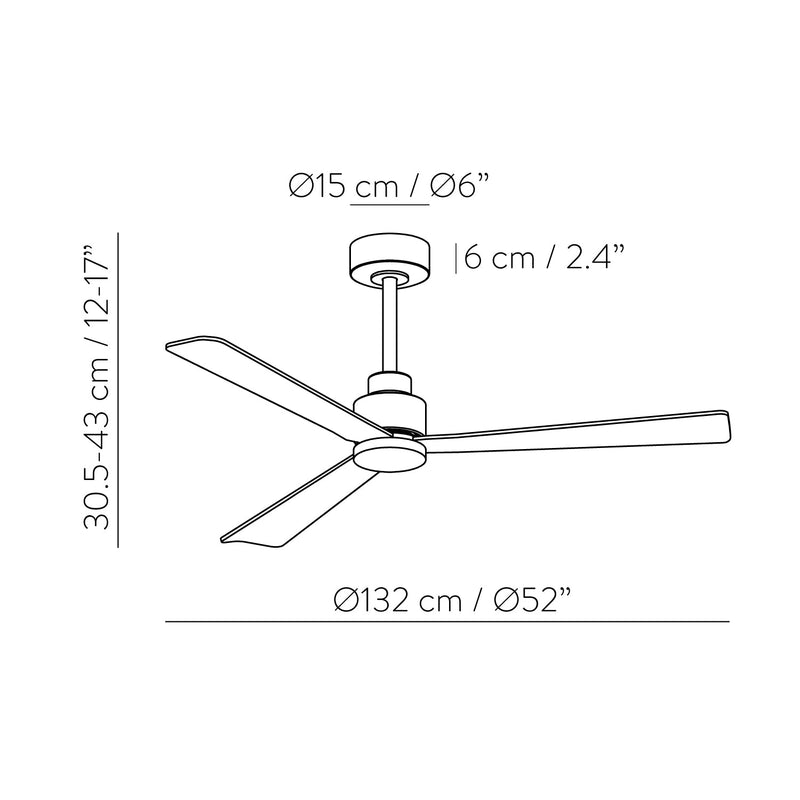 ACB Gregal Ventilador de techo 2520/52 Negro/Nogal, MOTOR DC 35W, CL.I, Mando a distancia V2520041N