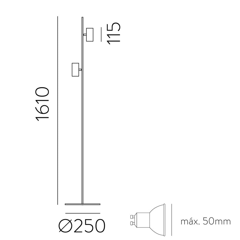 ACB Gina Lámpara de pie 3874 Blanco texturado, LED GU10 2x8W, CL.II, Orientable H3874080B