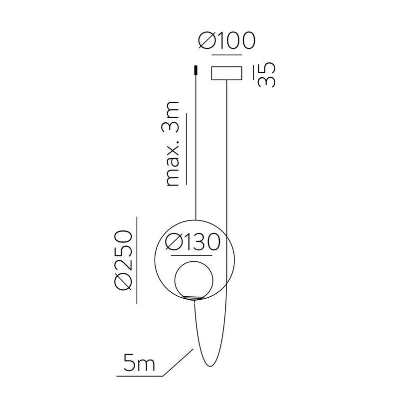 ACB Halo Colgante 3815/1 Negro Texturado/Opal, LED 5W 370lm, CRI90 CL.I, LED integrado, Kelvin 2700K-3000K Slide Switch C3815171N