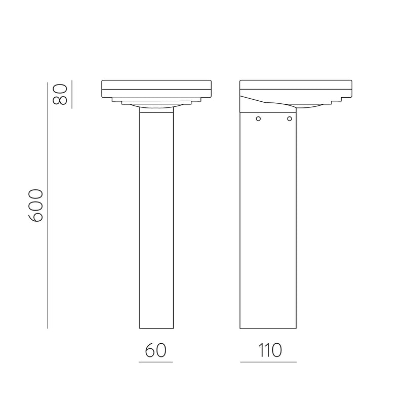 ACB Gloss Baliza 2074/60 BALIZA Antracita Texturado, LED 5W 3000K 500lm, CRI90 CL.III IP65, LED integrado, Batería integrada, Solar HS2074000N