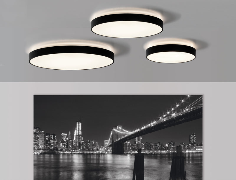 ACB Lisboa Plafón 3851/40 Negro Texturado, LED 30W 3000K 2745lm + 5W 3000K 460lm, CRI90 CL.I, LED integrado P385140N