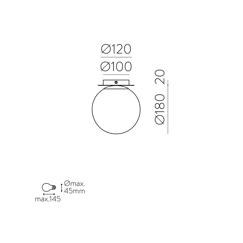 ACB Parma Plafón 3946/18 IP Opal/Oro Viejo Mate, LED E27 15W, CL.II IP44, (E27 max. Ø45 mm) P3946080O