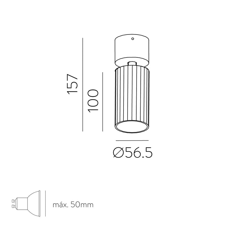 ACB Modrian Foco 3951/10 Negro/Oro Técnico, LED GU10 8W, CL.I, Orientable P3951180O