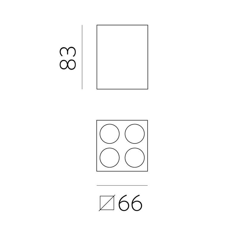 ACB Invisible Plafón 3980/66 Square Negro Texturado, LED 9W 3000K 680lm, CRI90 CL.I, LED integrado P3980200N