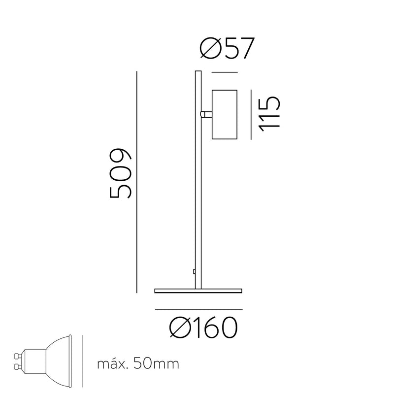 ACB Gina Sobremesa 3874 Negro Texturado, LED GU10 8W, CL.II, Orientable S3874080N