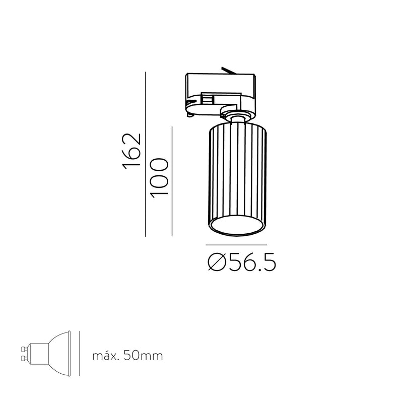 ACB Modrian Track light 3951/10 Negro/Oro Técnico, LED GU10 8W, CL.II, Orientable T3951080O