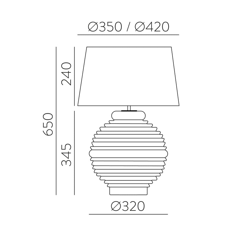 ACB Tarifa Sobremesa 8215 Negro Brillo, LED E27 15W, CL.II, Interruptor de cable S8215080N