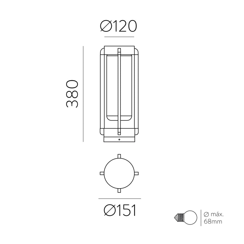 ACB Vega Baliza 2079 Antracita Texturado, LED E27 15W, CL.I IP65 H2079080GR