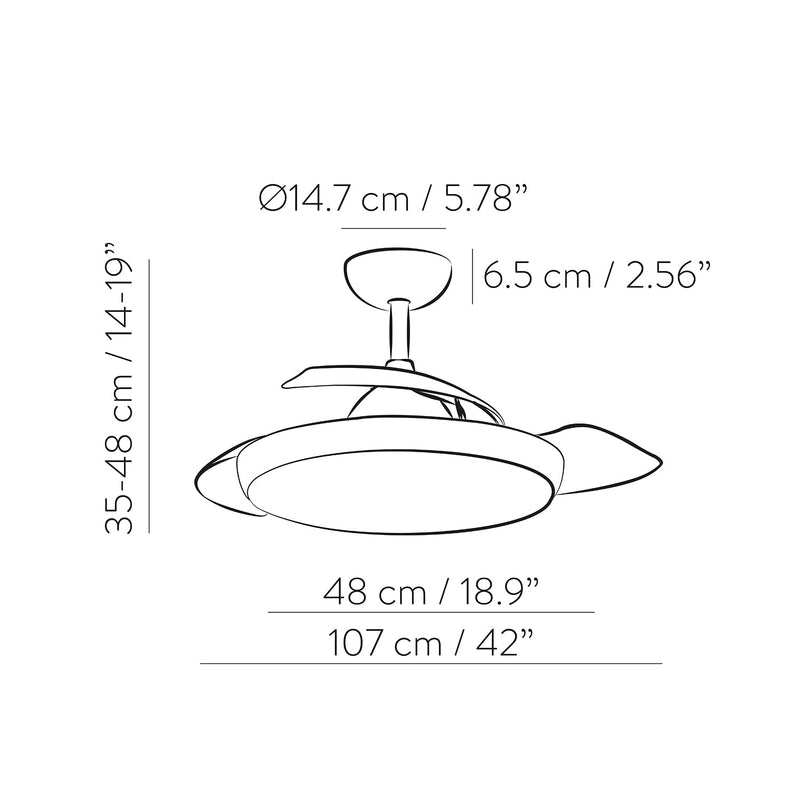 ACB Zonda Ventilador de techo 2514/42 blanco LED 47W 4000lm + DC 33W CRI80 IP44 con mando dimable V25144232B