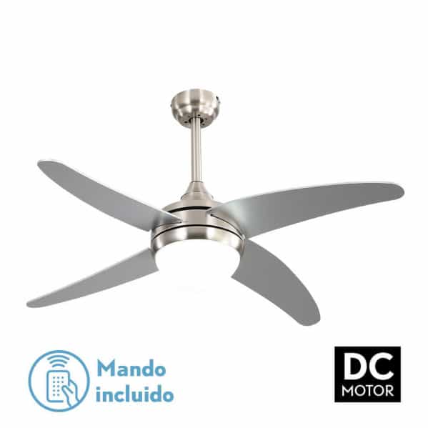 Fabrilamp Klod Ventilador 2xe27 Dc Niquel/plata 4 Asp.6 Vel 117d C/remoto 173692463