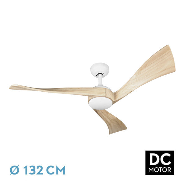 Fabrilamp Janubi Ventilador DC Blanco y madera haya con 3 aspas 173491368